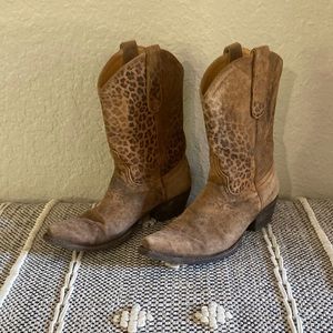 Old Gringo Leopardito Ochre Cowgirl Boots, Tan, Size 7B